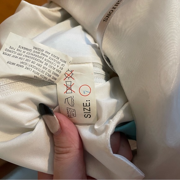 teal and white children’s flower girl dress - Picture 7 of 7